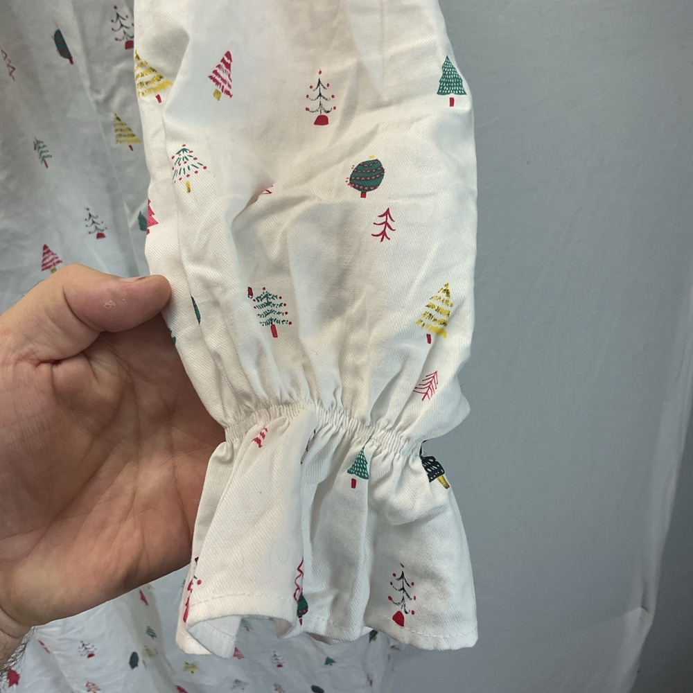 Petite Plume Delphine White MERRY TREES Nightgown Women's L Pockets Christmas - Picture 4 of 8